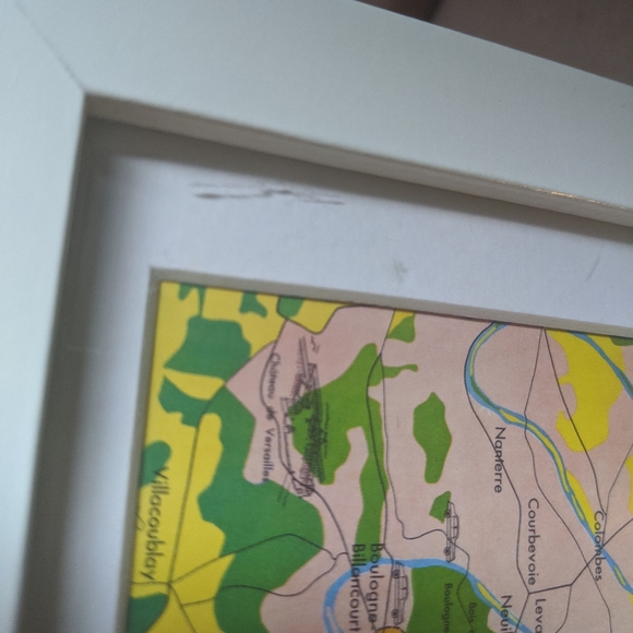 Paris pink map art print in white frame French 6x4 - Picture 6 of 8